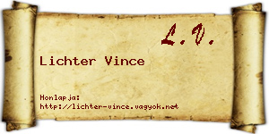 Lichter Vince névjegykártya